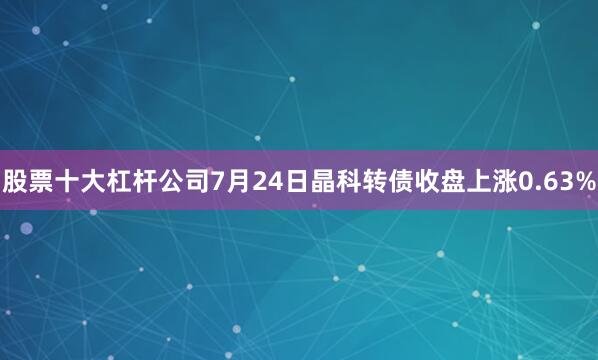 股票十大杠杆公司7月24日晶科转债收盘上涨0.63%